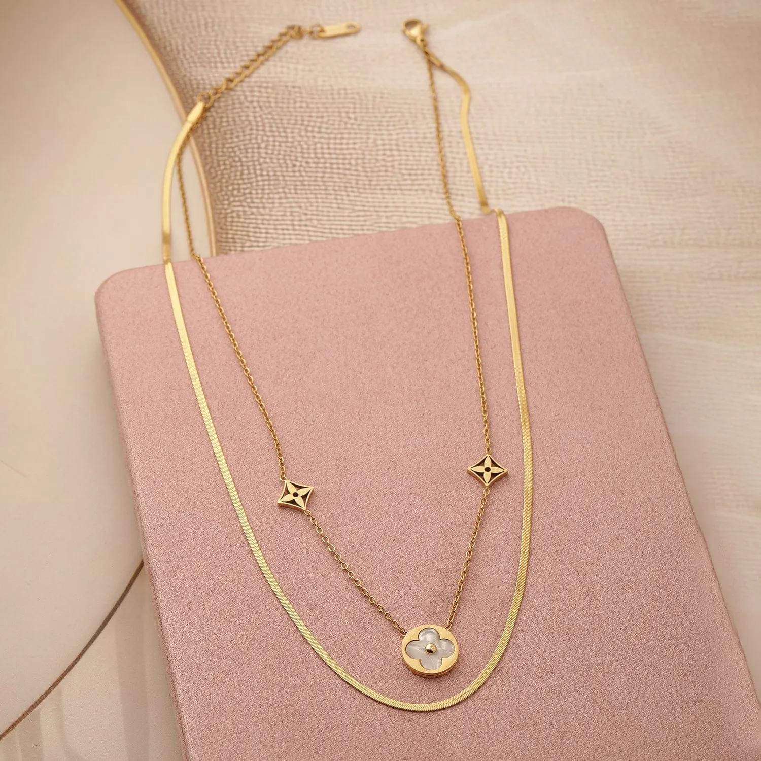 18K Gold-Plated Stainless Steel Tarnish-Free Waterproof Dual-Layered Necklace
