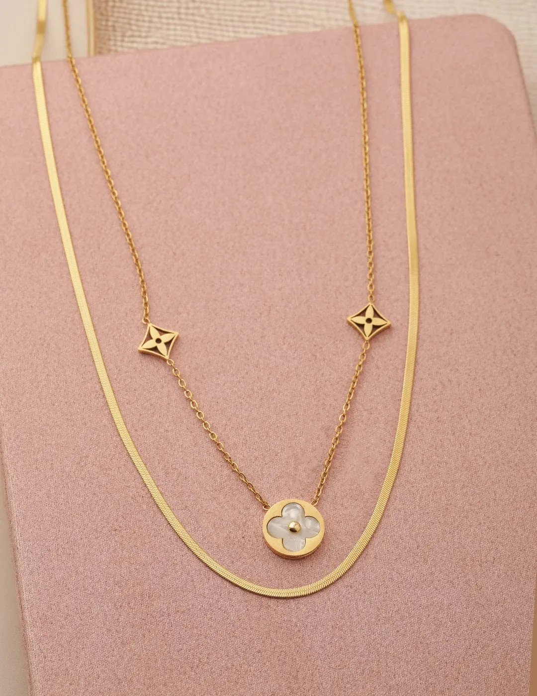 18K Gold-Plated Stainless Steel Tarnish-Free Waterproof Dual-Layered Necklace