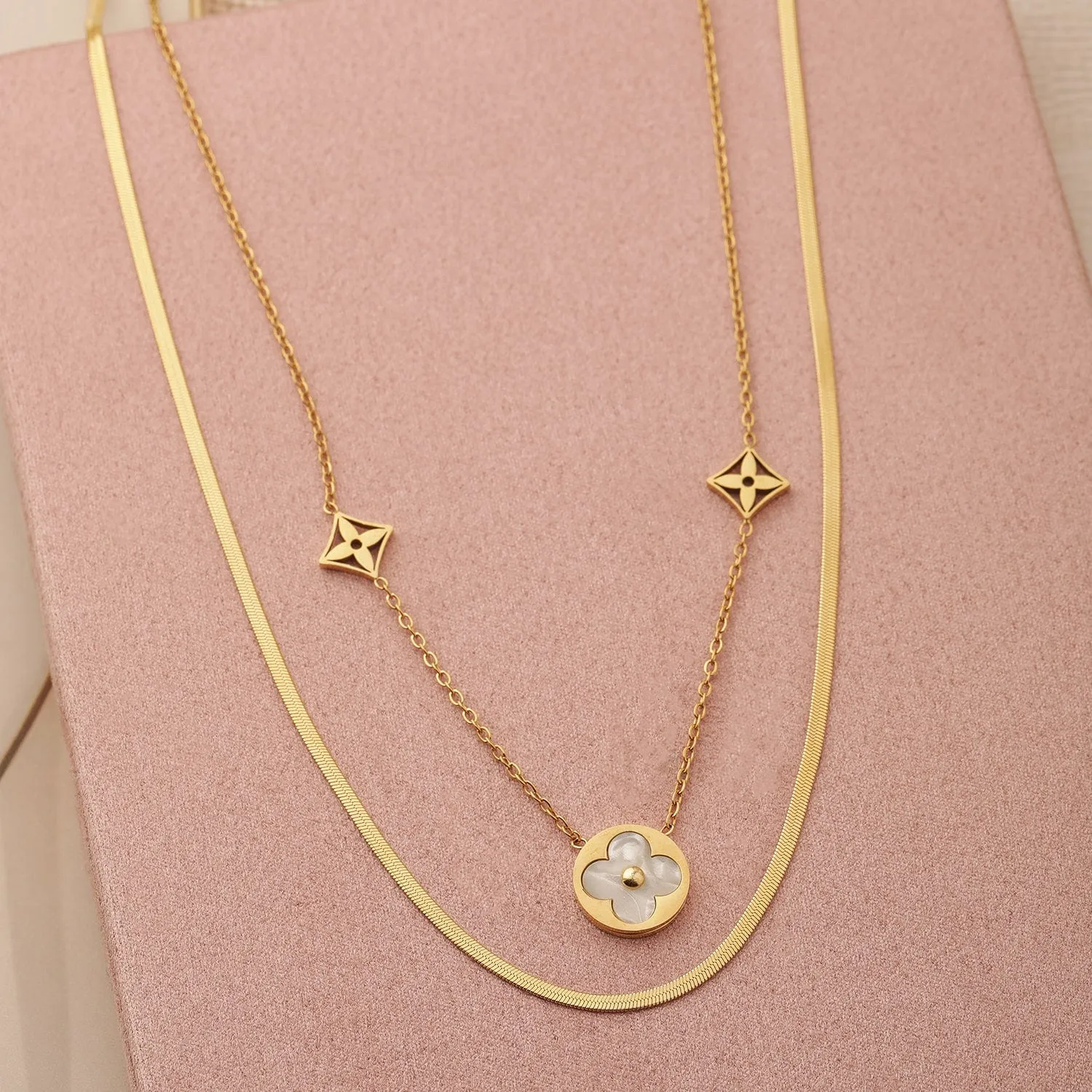 18K Gold-Plated Stainless Steel Tarnish-Free Waterproof Dual-Layered Necklace