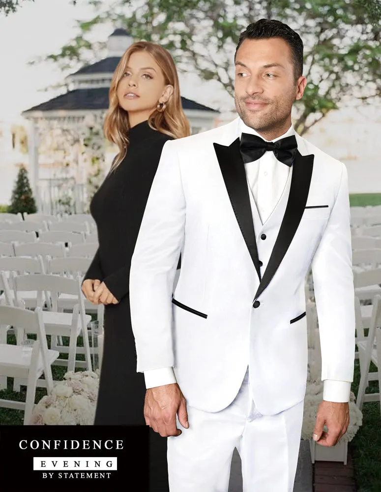 3 Pc. Tailored Fit Tuxedo Peak Lapel Flat Front | TUX-PK-White