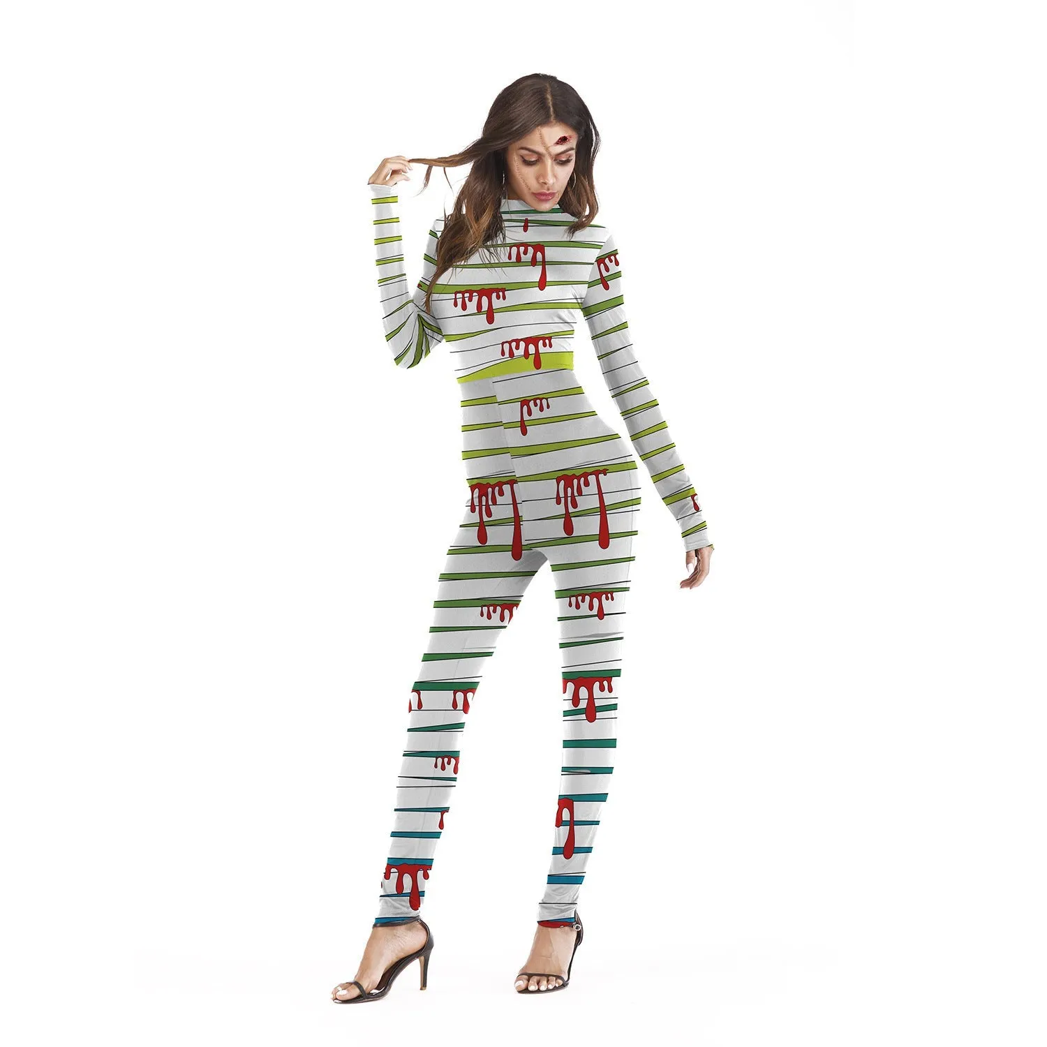 3D Human Skeleton Stage Performance Clothing Tight Elastic Jumpsuit