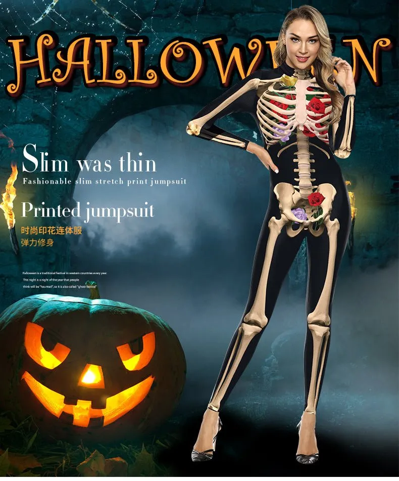 3D Human Skeleton Stage Performance Clothing Tight Elastic Jumpsuit