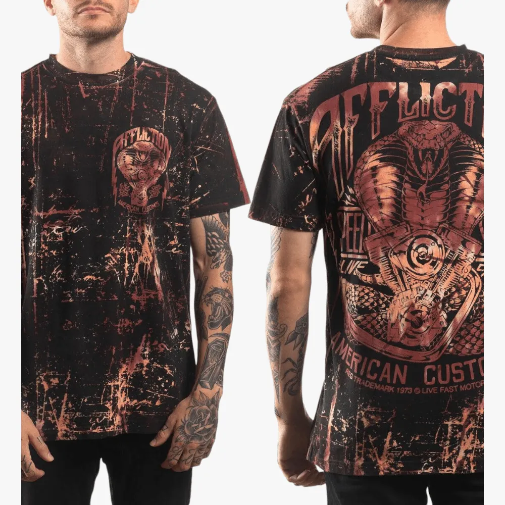 Affliction Mens Custom Speed Short Sleeve Tee Swirl Tie Dye