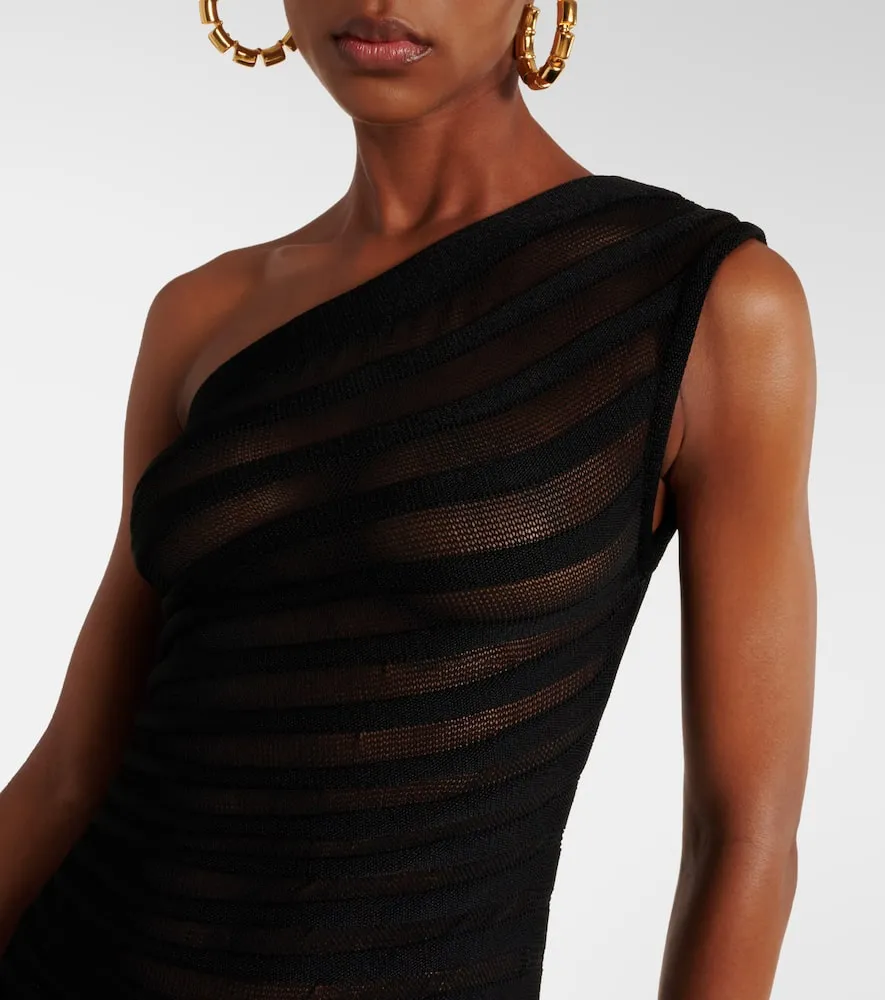 Alaia Open-knit ruched minidress