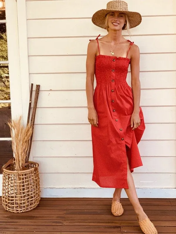 Alexa Red Polka Dot Dress