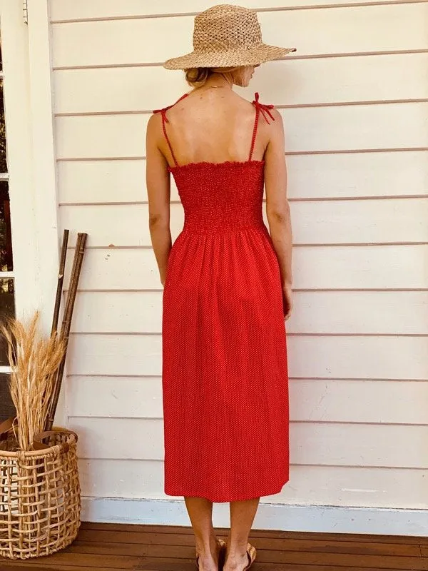 Alexa Red Polka Dot Dress