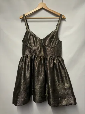AllSaints Gold Foiled Bustier Mini Party Dress 16