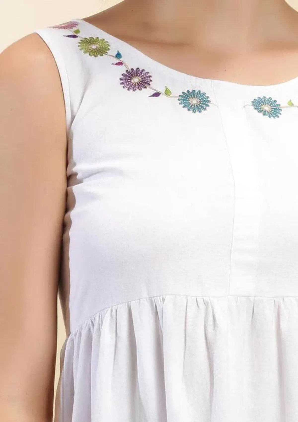 Angel Mist - Cotton Embroidered Tiered Dress