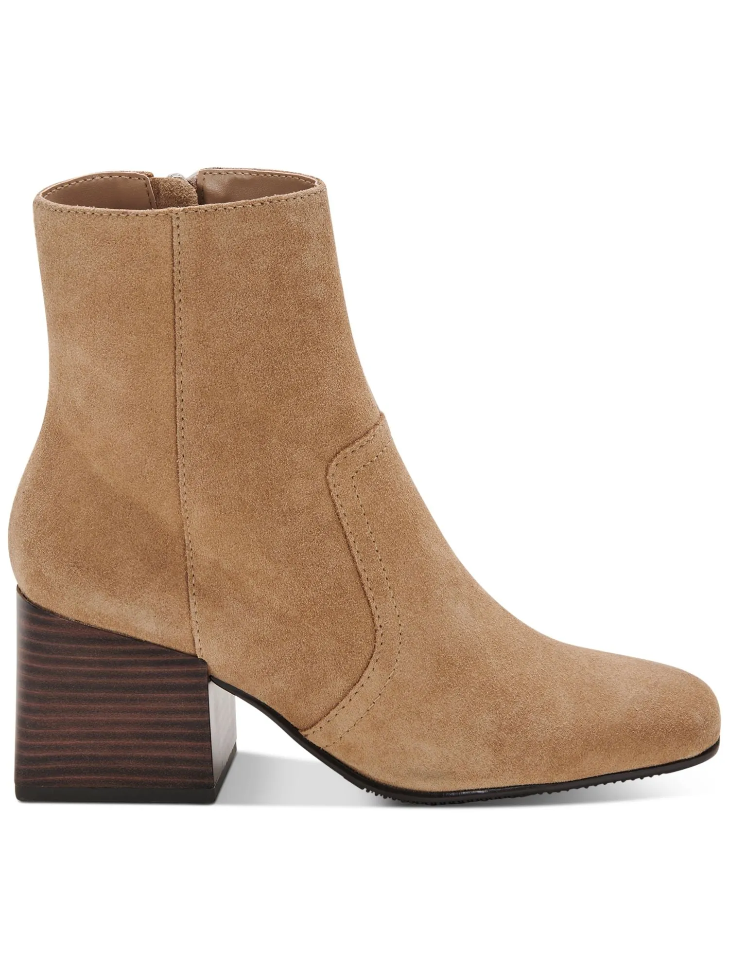 AQUA COLLEGE Womens Beige Waterproof Padded Tora Square Toe Stacked Heel Zip-Up Booties M