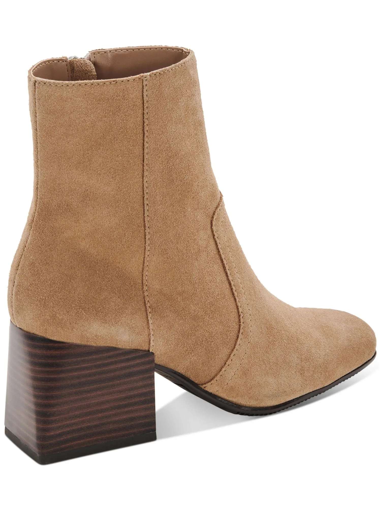 AQUA COLLEGE Womens Beige Waterproof Padded Tora Square Toe Stacked Heel Zip-Up Booties M