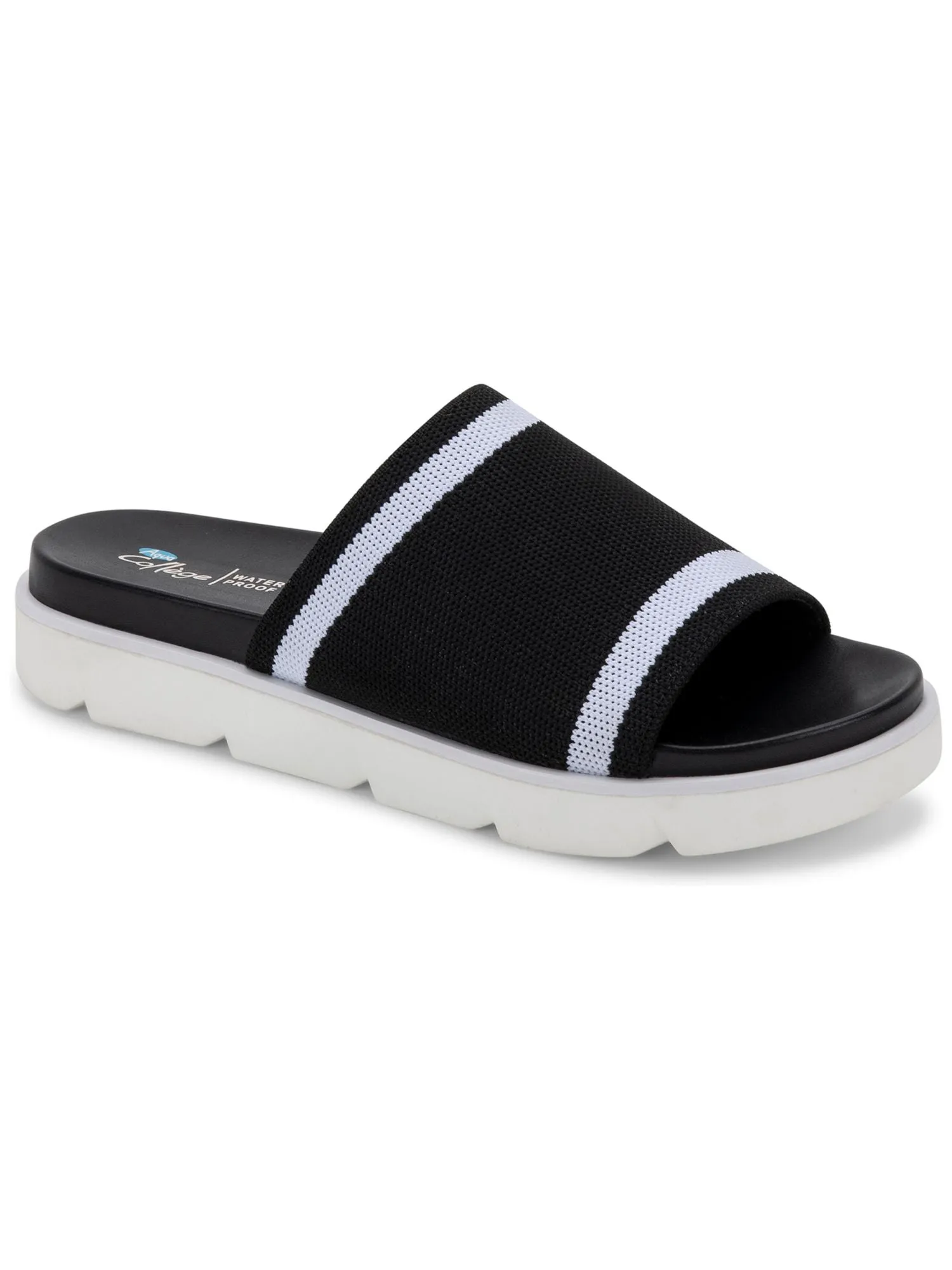 AQUA COLLEGE Womens Black Waterproof Katalina Round Toe Slide Sandals Shoes M