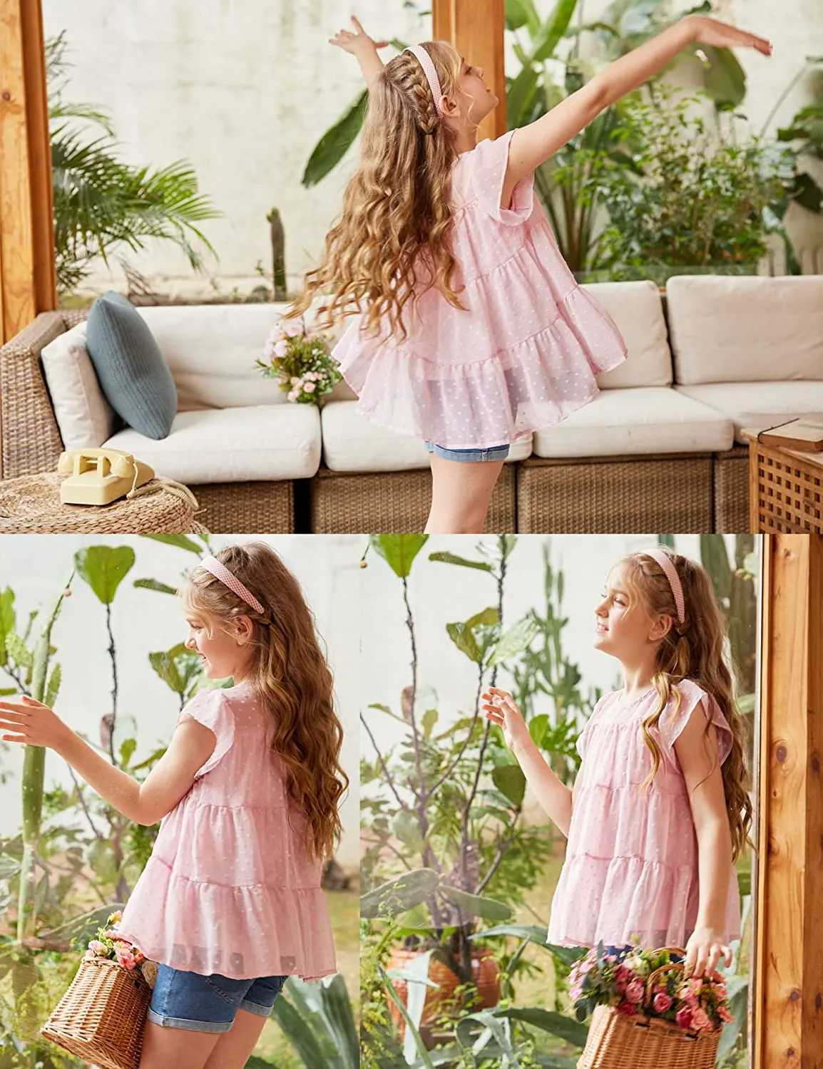Arshiner Girls' Tunic Tops Summer Casual Blouses