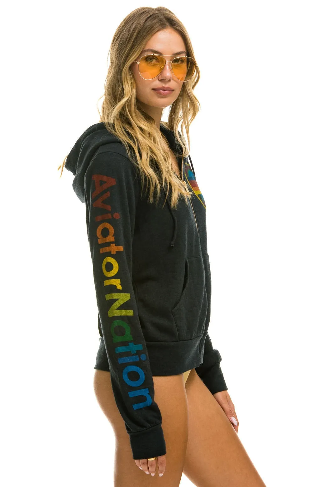 AVIATOR NATION LA JOLLA ZIP HOODIE - CHARCOAL