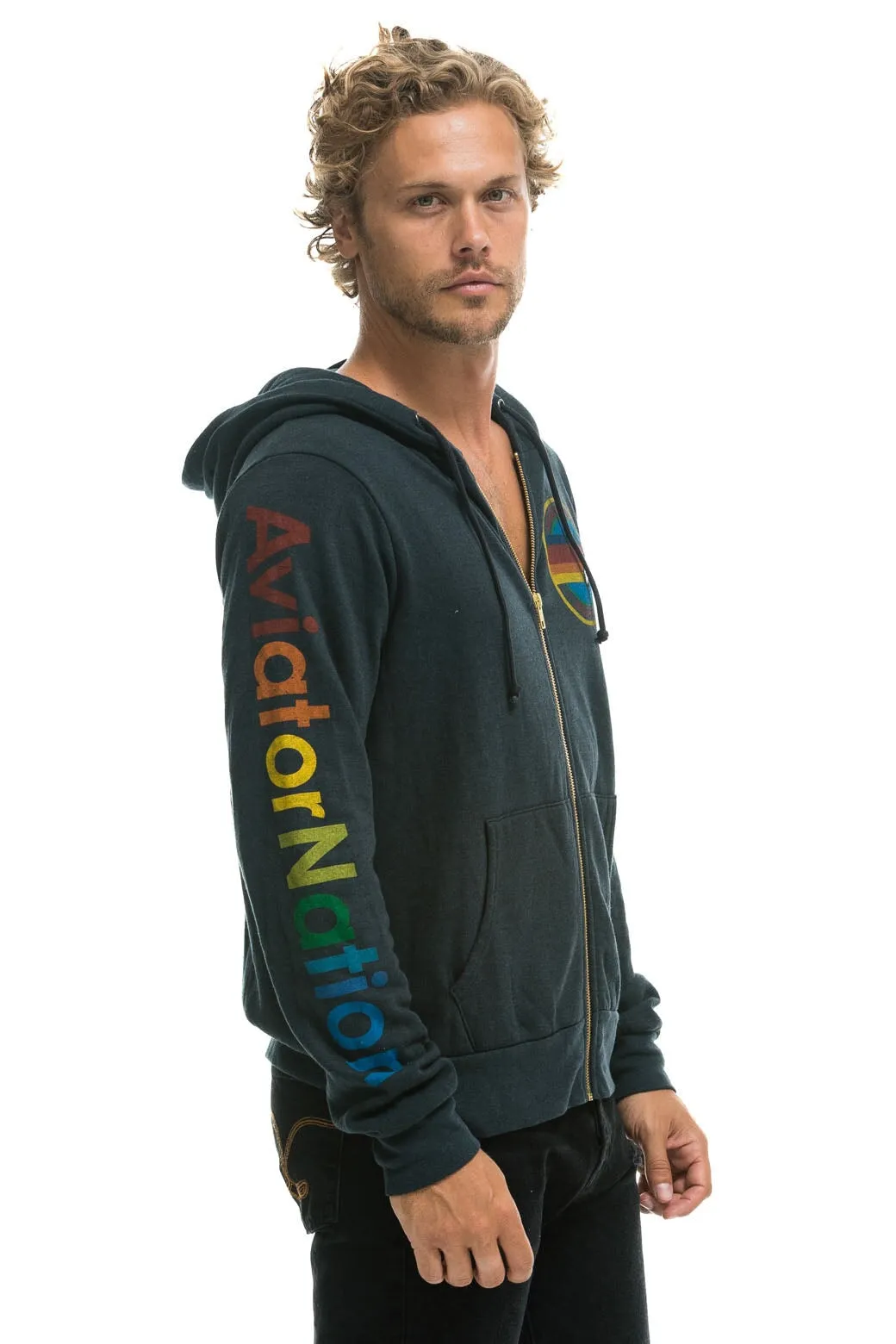AVIATOR NATION LA JOLLA ZIP HOODIE - CHARCOAL