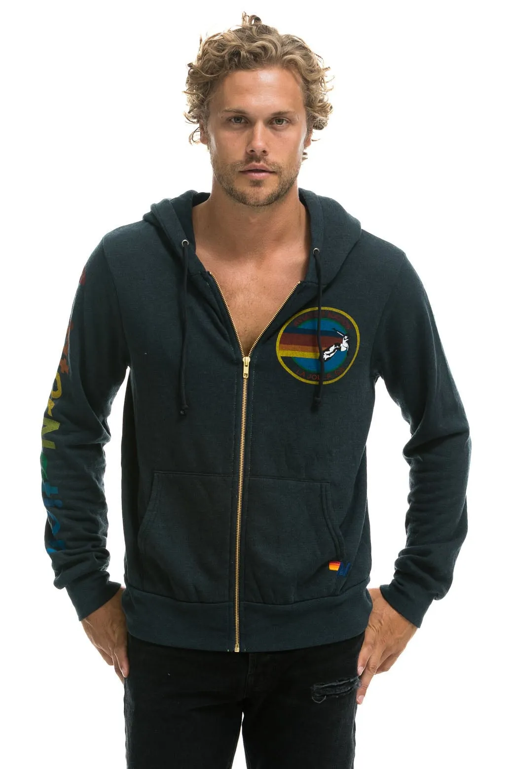 AVIATOR NATION LA JOLLA ZIP HOODIE - CHARCOAL