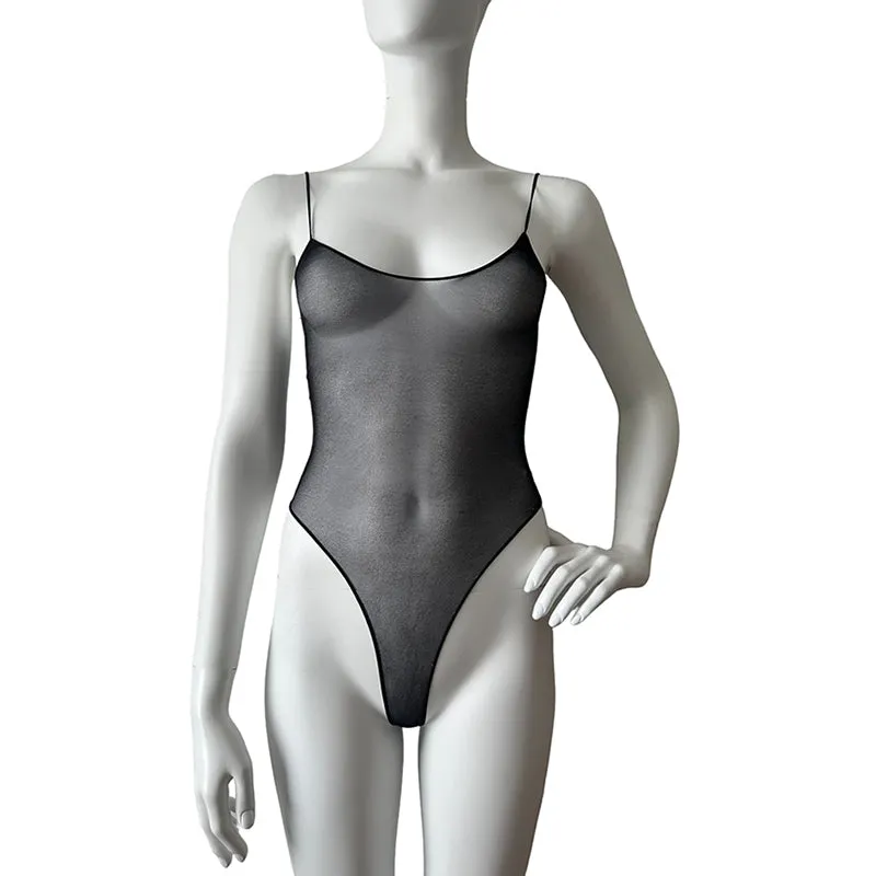 BARE Sheer Spaghetti Strap Bodysuit