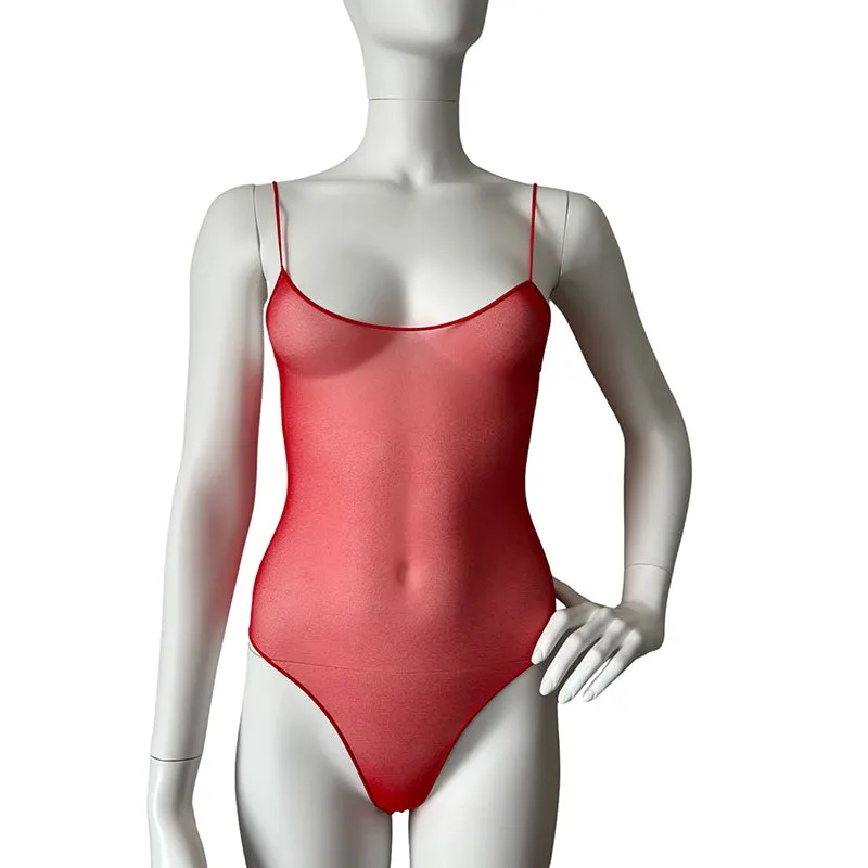 BARE Sheer Spaghetti Strap Bodysuit