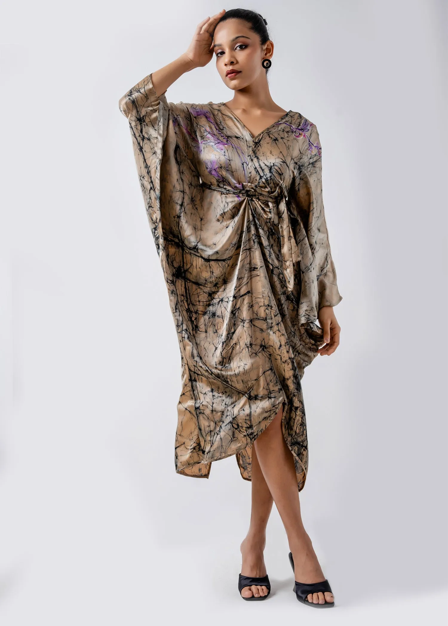 Batik Floral Draped Kaftan