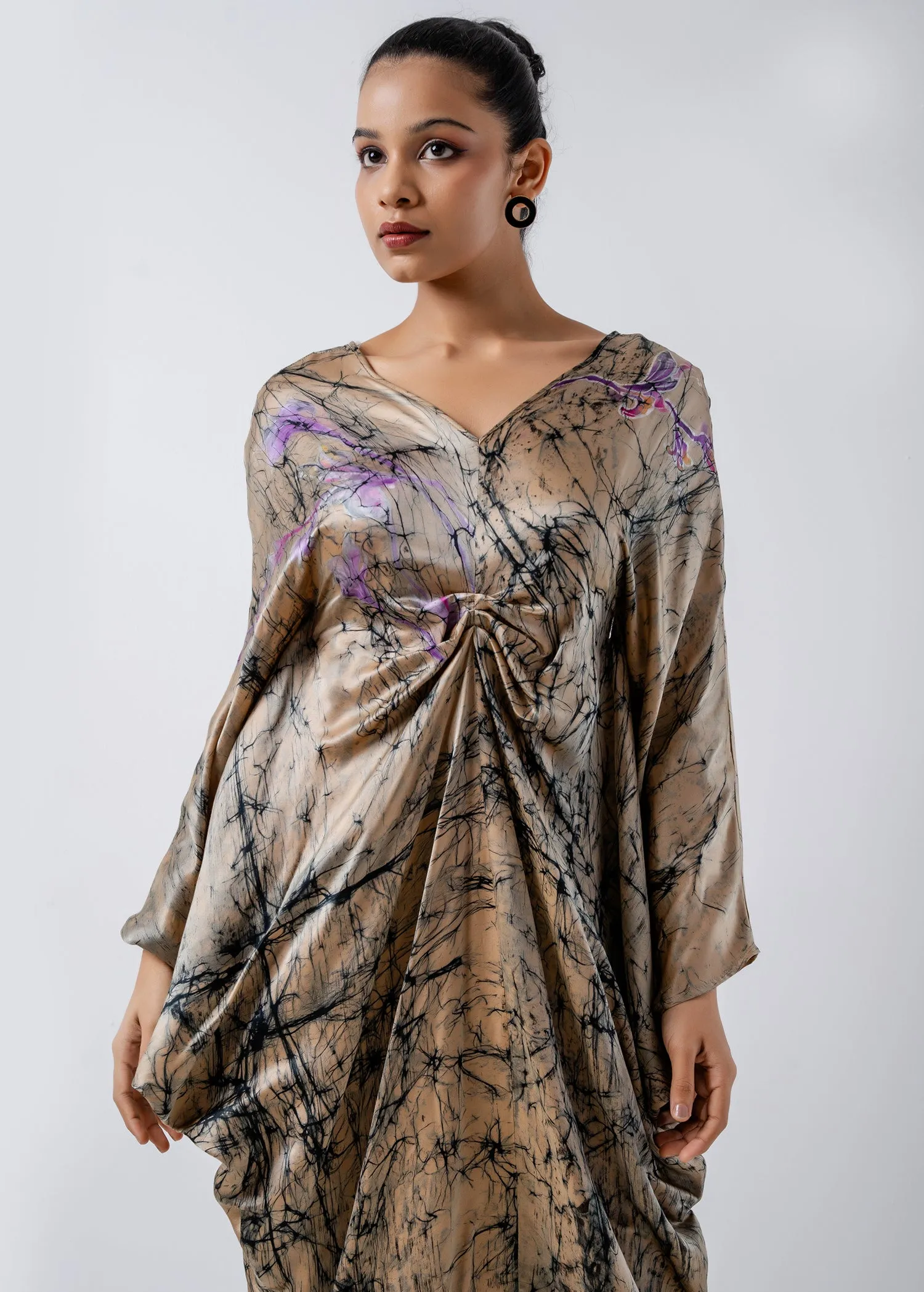 Batik Floral Draped Kaftan