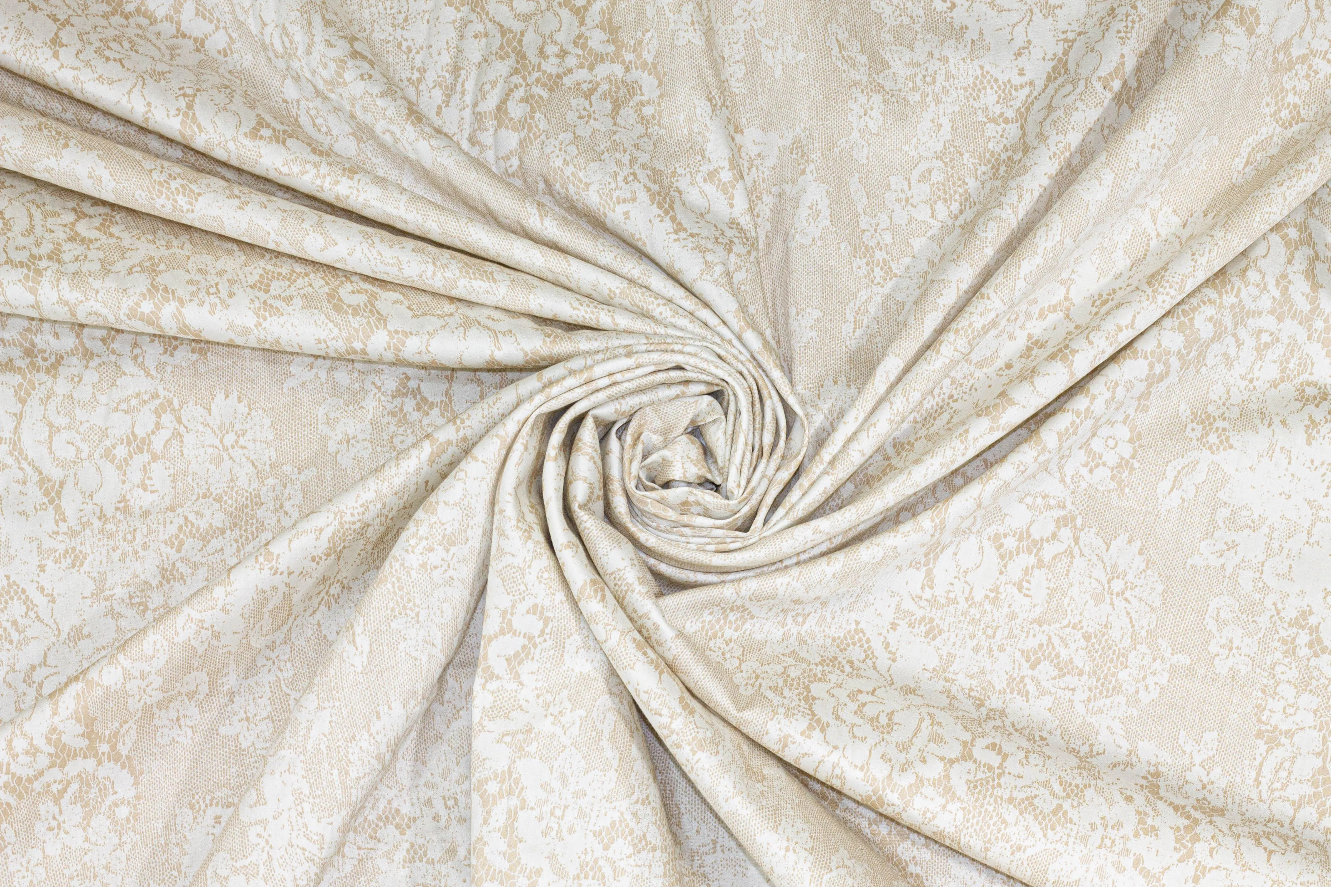 Beige and White Floral Cotton