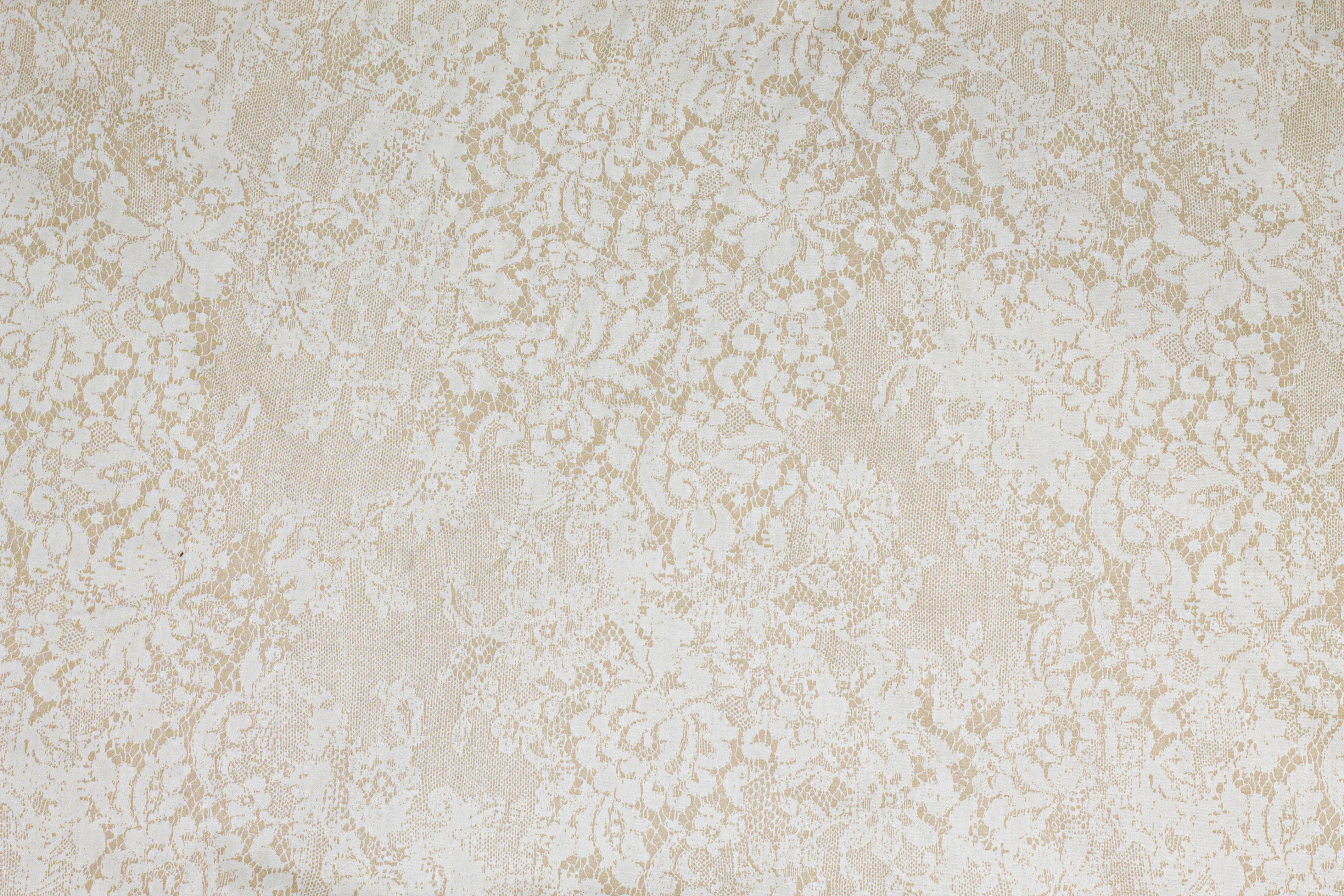 Beige and White Floral Cotton