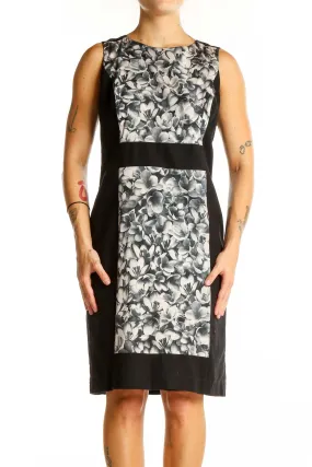 Black and White Floral Sheath Dress