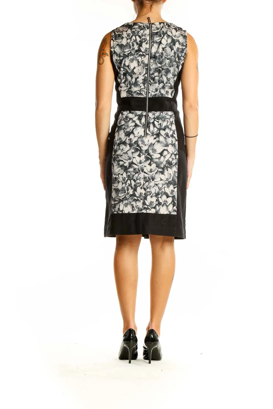 Black and White Floral Sheath Dress
