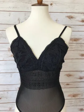 Black Sheer Lace Bodysuit