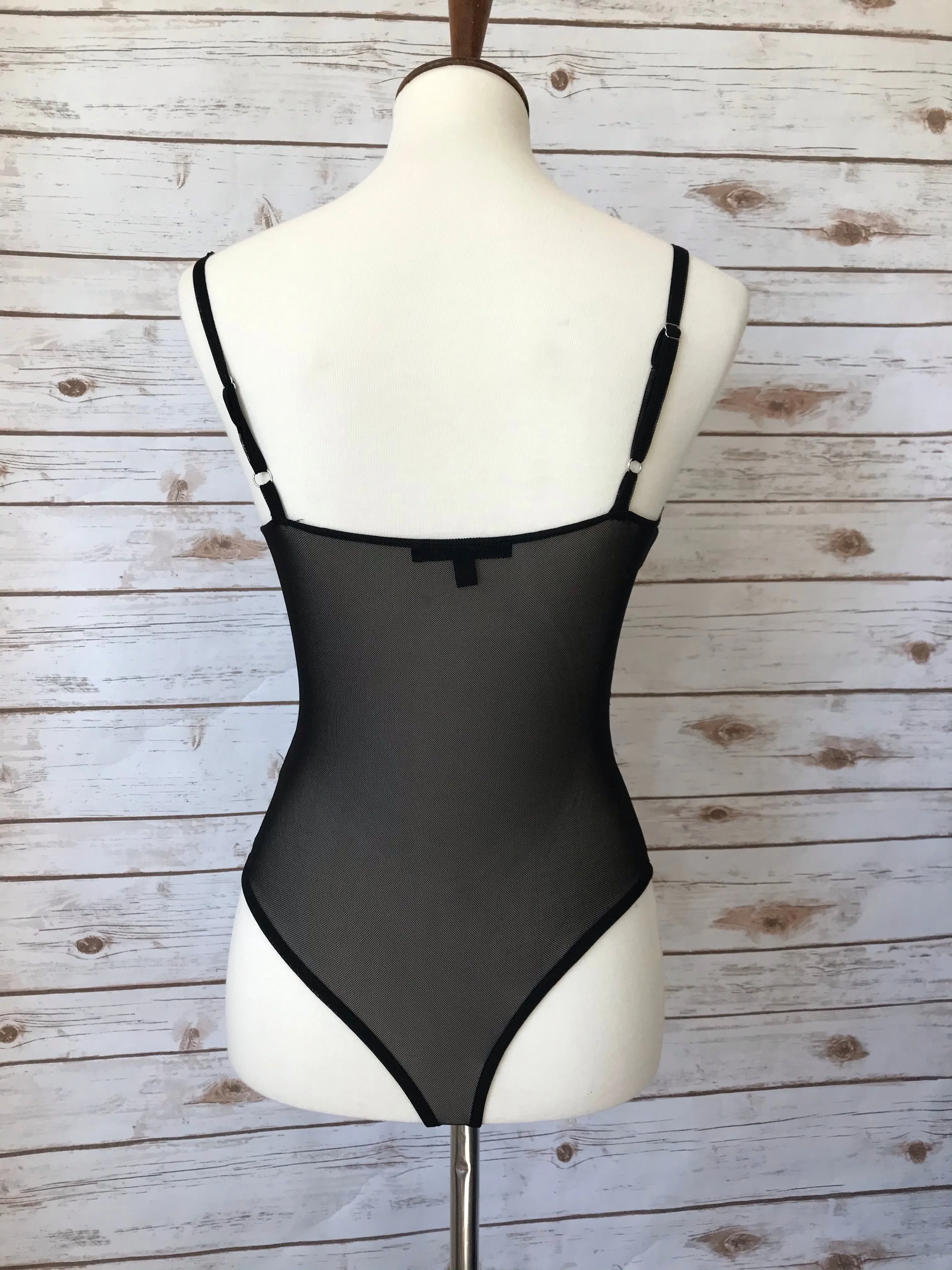 Black Sheer Lace Bodysuit