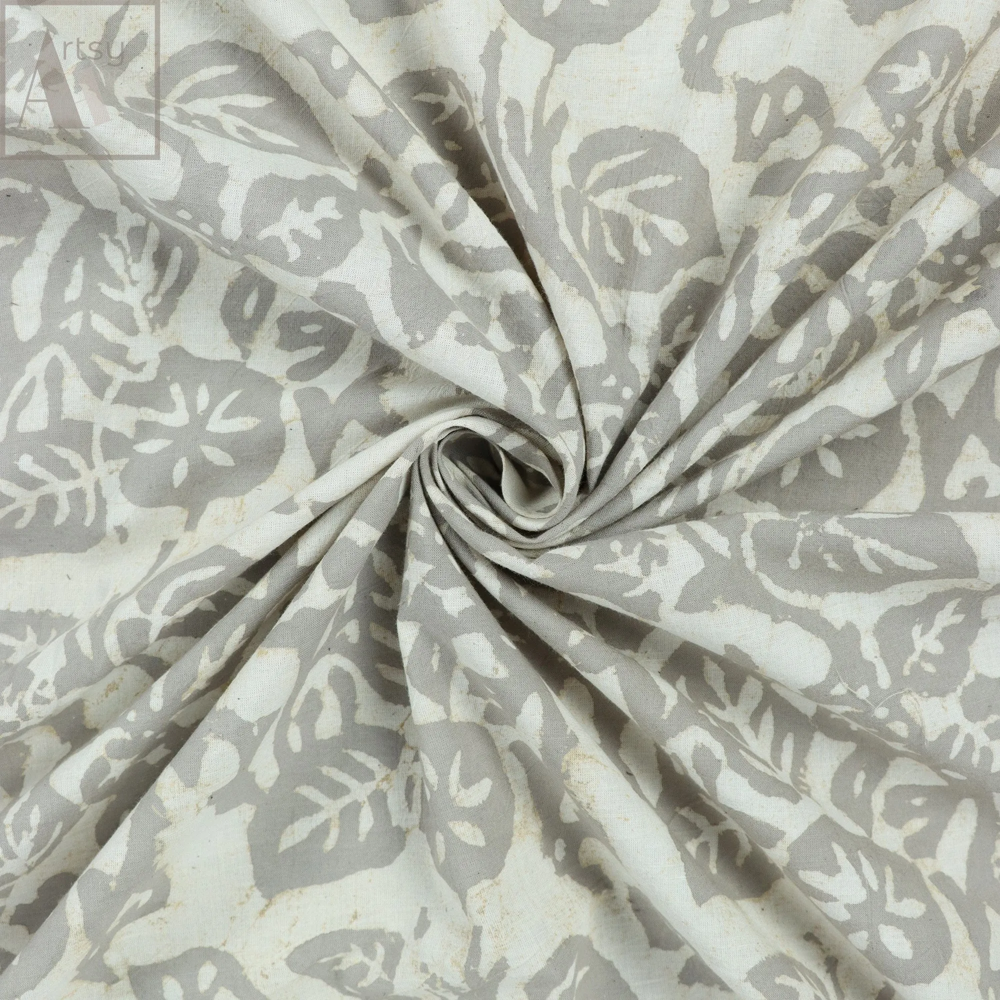 Block Floral Print Cotton Fabric