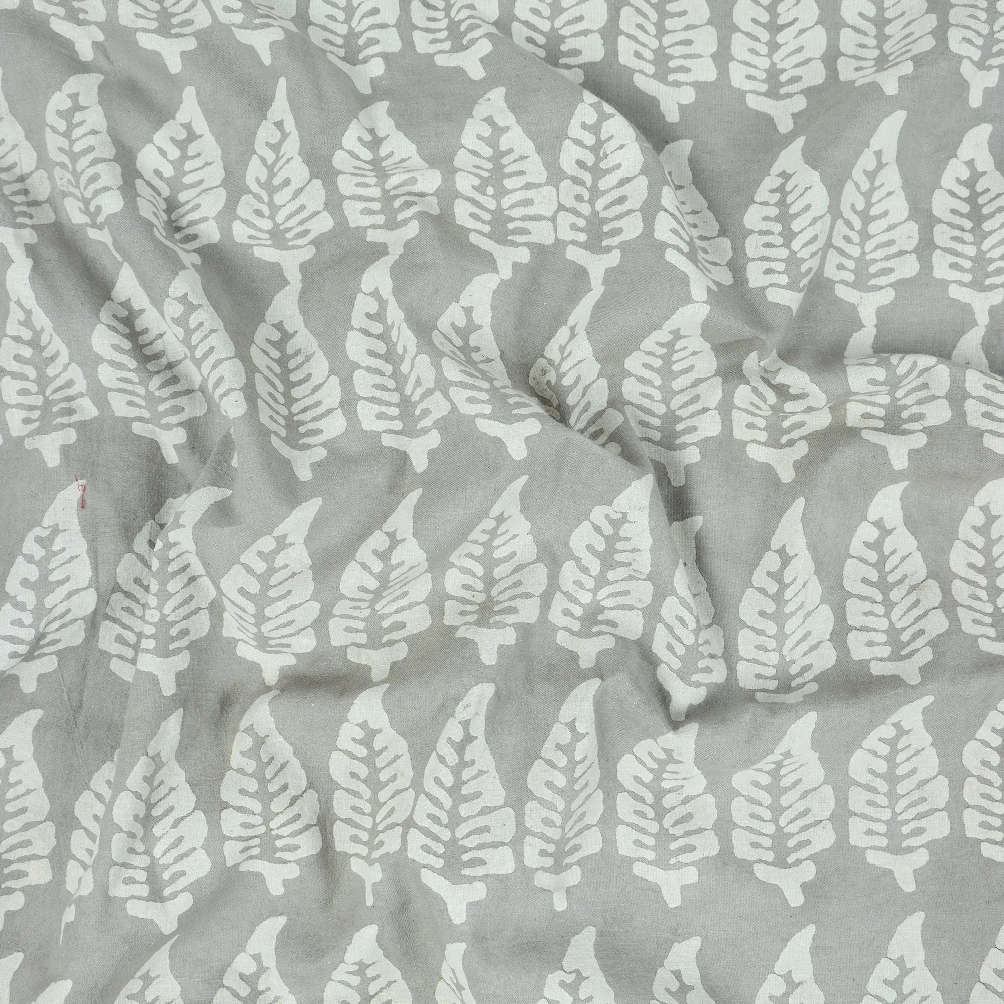 Block Leaf Printed Soft Cotton Dabu Fabric