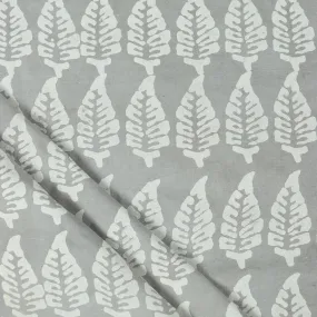 Block Leaf Printed Soft Cotton Dabu Fabric