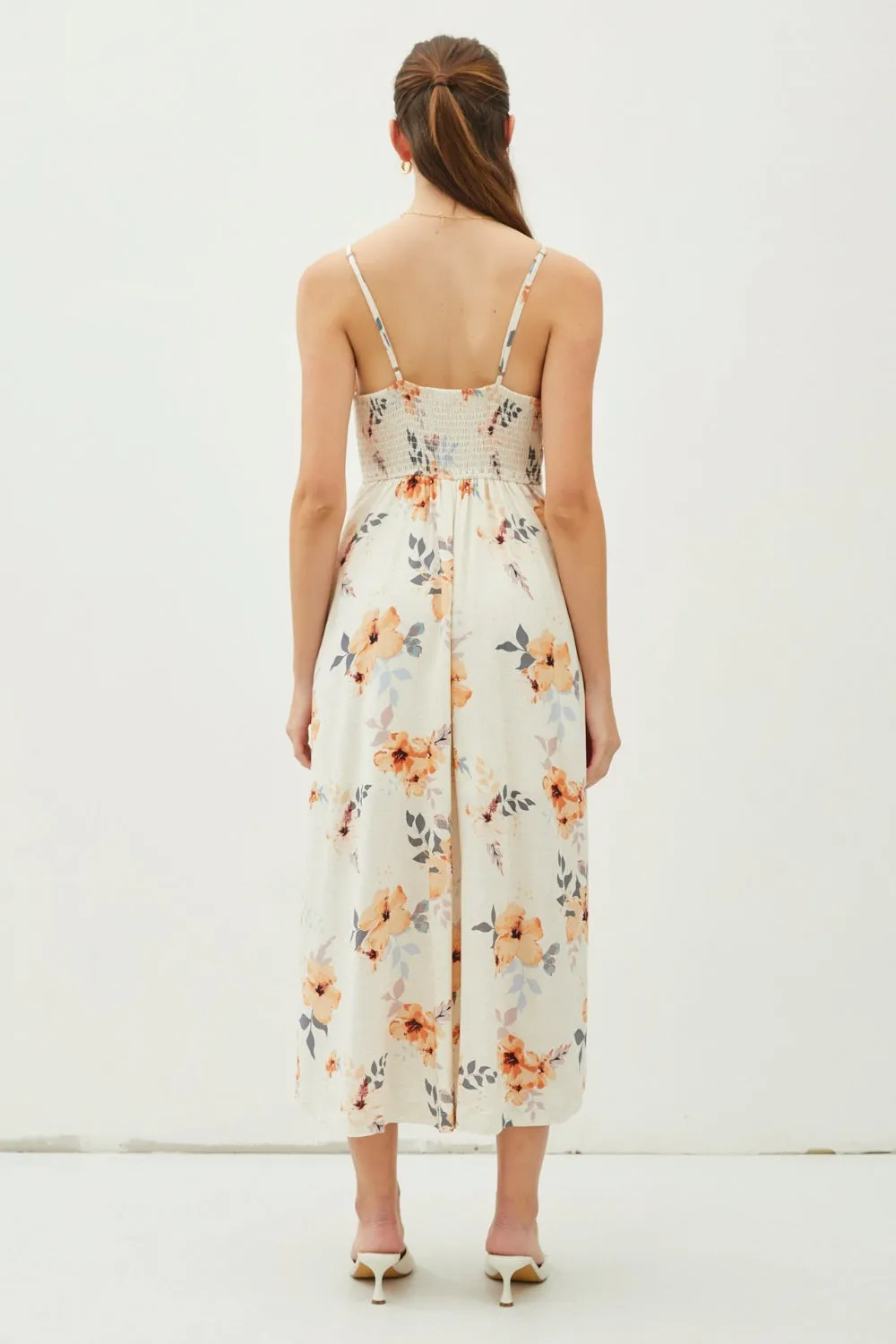 Blue Zone Planet |  Be Cool Floral Button Down Cami Midi Dress