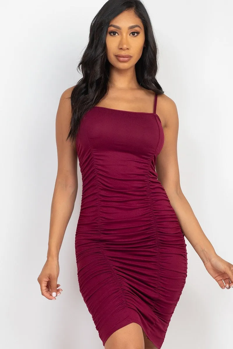 Blue Zone Planet |  Double Ruched Front And Ruched Back Detail Mini Dress