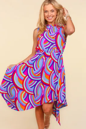 Blue Zone Planet |  Haptics Full Size Mock Neck Sleeveless Printed Dress