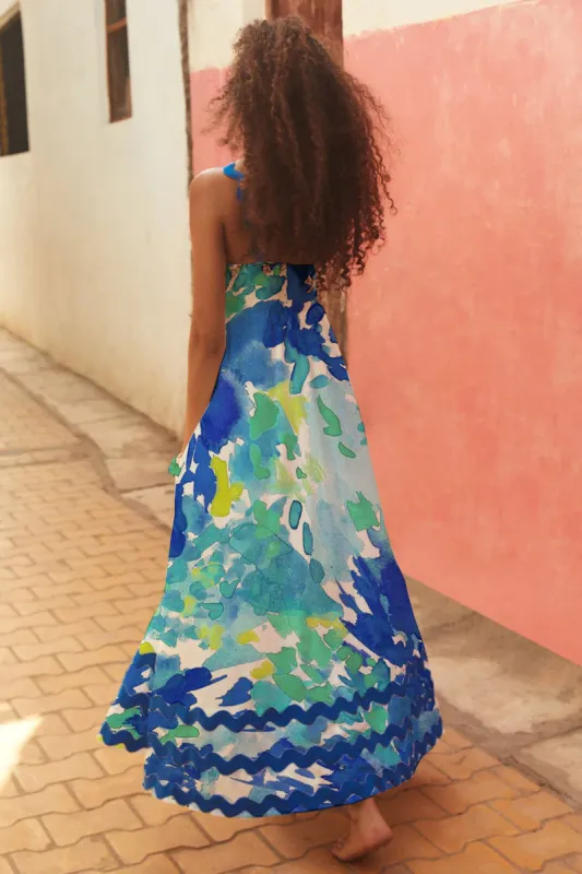 Blue Zone Planet |  Mia's Small Floral Wave Sling A-line Midi Dress