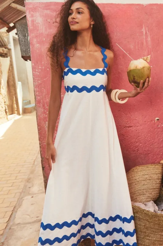 Blue Zone Planet |  Mia's Small Floral Wave Sling A-line Midi Dress