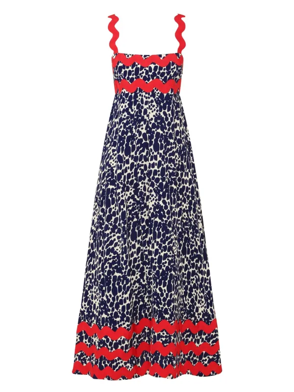 Blue Zone Planet |  Mia's Small Floral Wave Sling A-line Midi Dress
