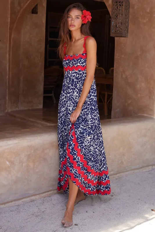 Blue Zone Planet |  Mia's Small Floral Wave Sling A-line Midi Dress
