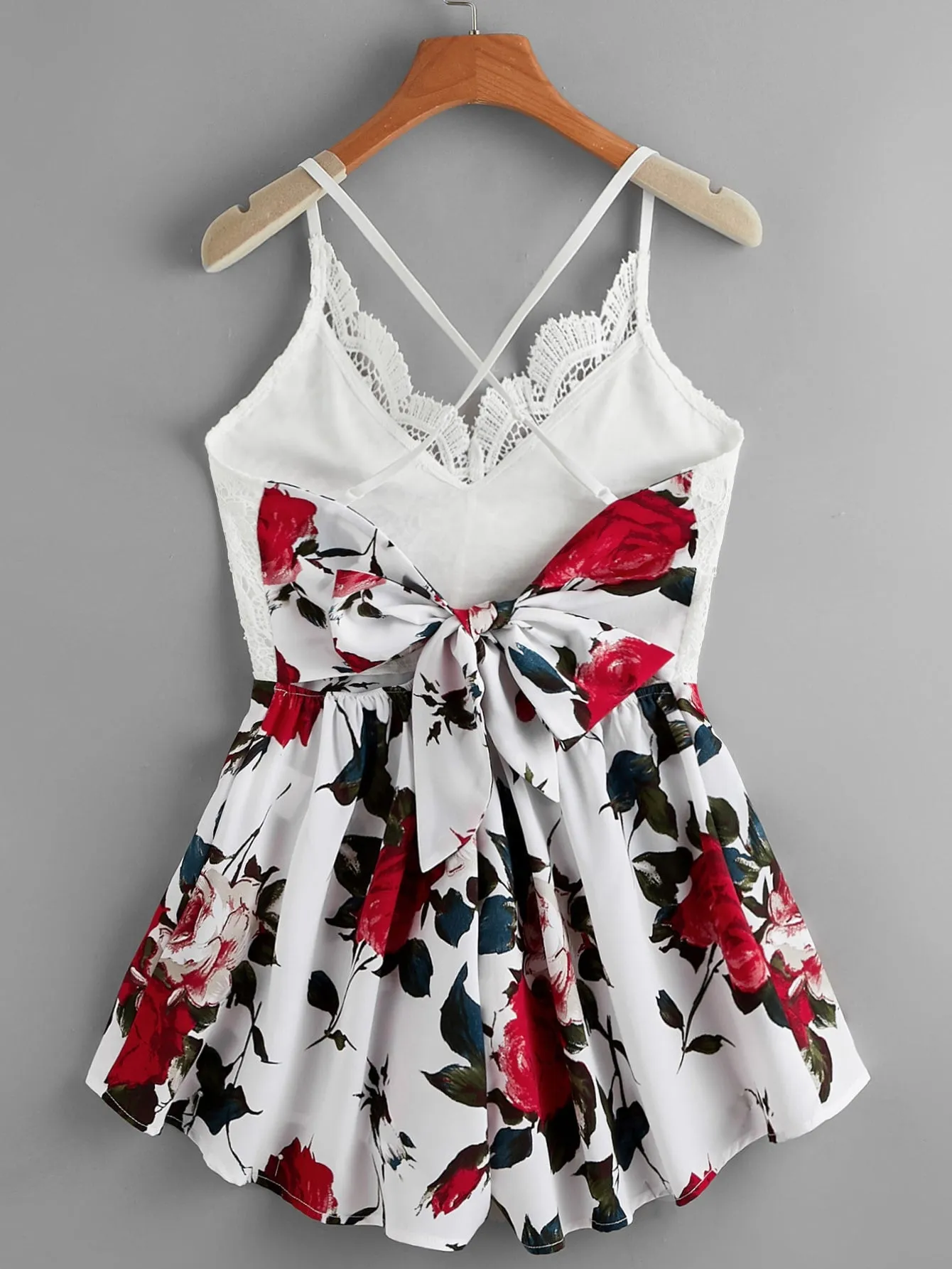 Boho Floral Tie Back Sleeveless Spaghetti Strap High Waist Short Women Jumpsuits