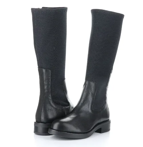 Bos & Co "Noise"Balck tall stretch zip boot waterproof/warm lined -25c