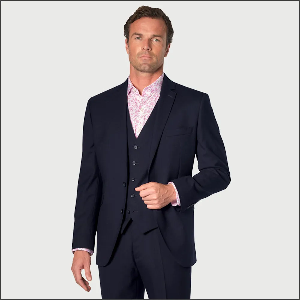Brook Taverner Wells Wool Blend Navy Suit - Waistcoat Optional==