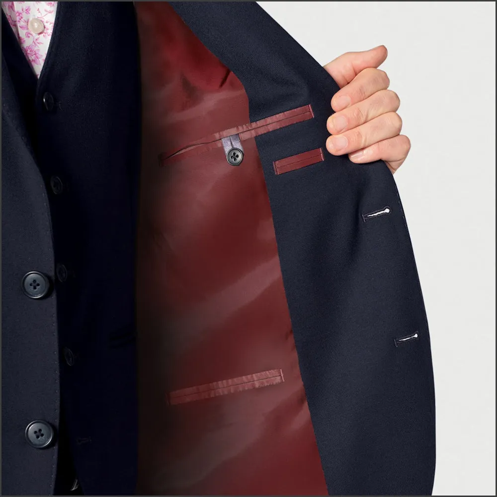 Brook Taverner Wells Wool Blend Navy Suit - Waistcoat Optional==