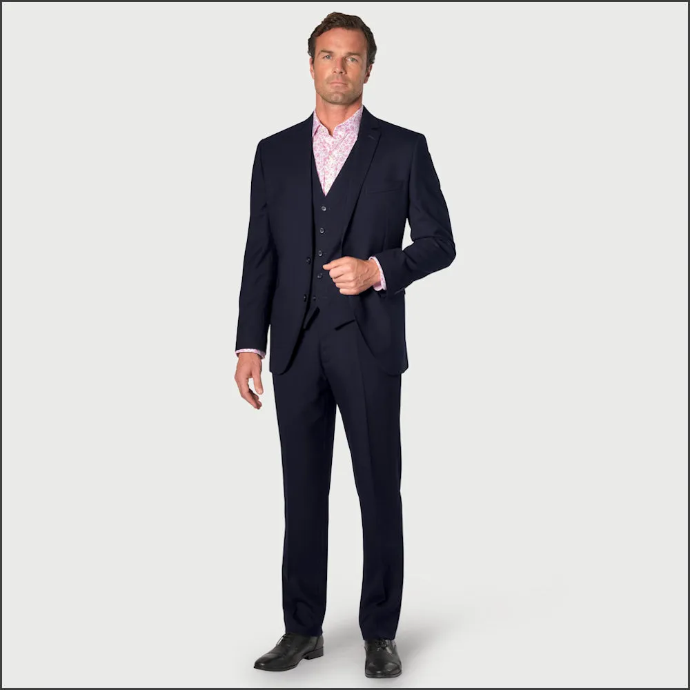 Brook Taverner Wells Wool Blend Navy Suit - Waistcoat Optional==