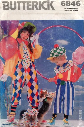 Butterick 6846 Boys & Girls Clown Costumes 1980s Vintage Sewing Pattern Sizes 4 - 14 UNCUT Factory Folded