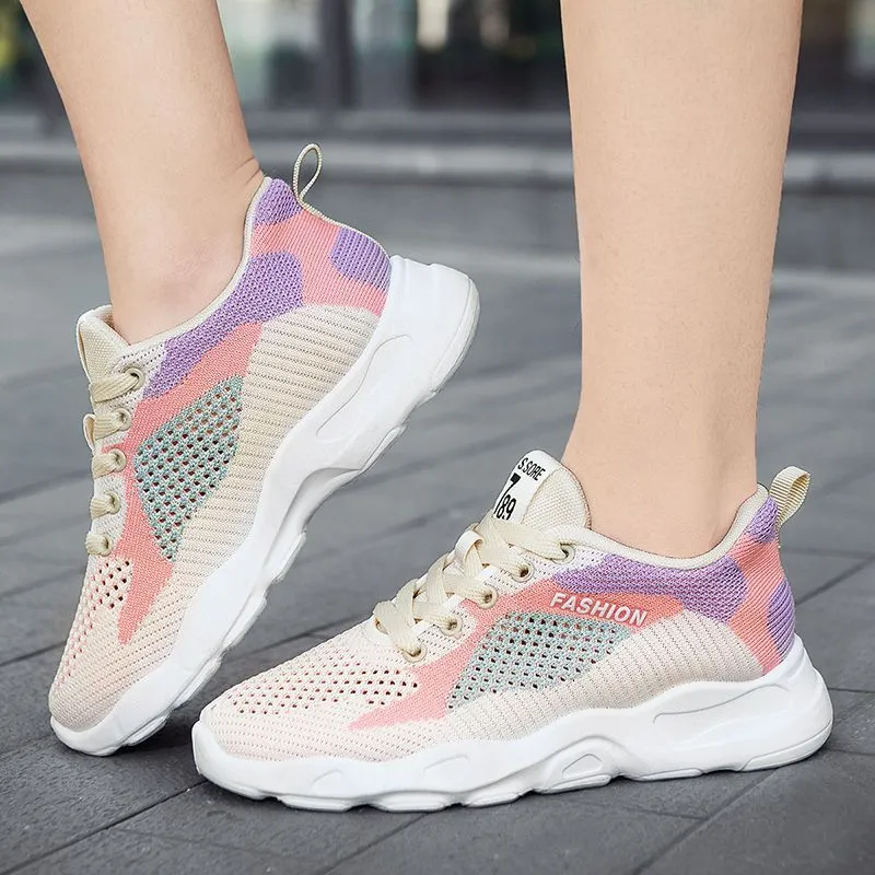 Casual Colorblock Lace-Up Sneakers