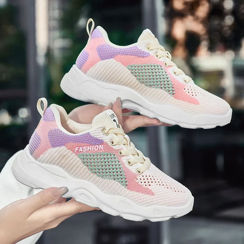 Casual Colorblock Lace-Up Sneakers