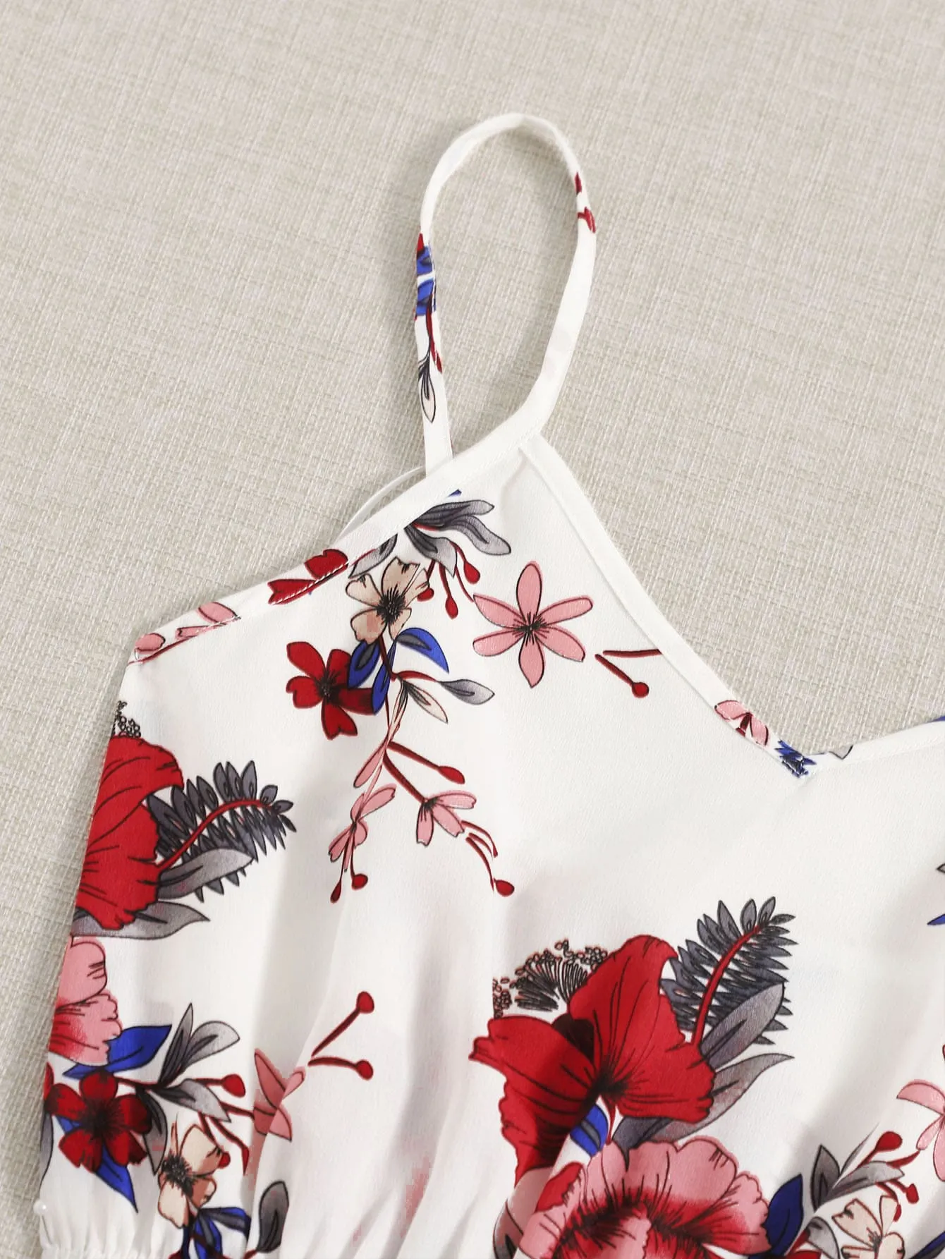 Casual Floral Sleeveless Spaghetti Strap High Waist Short Women Jumpsuit