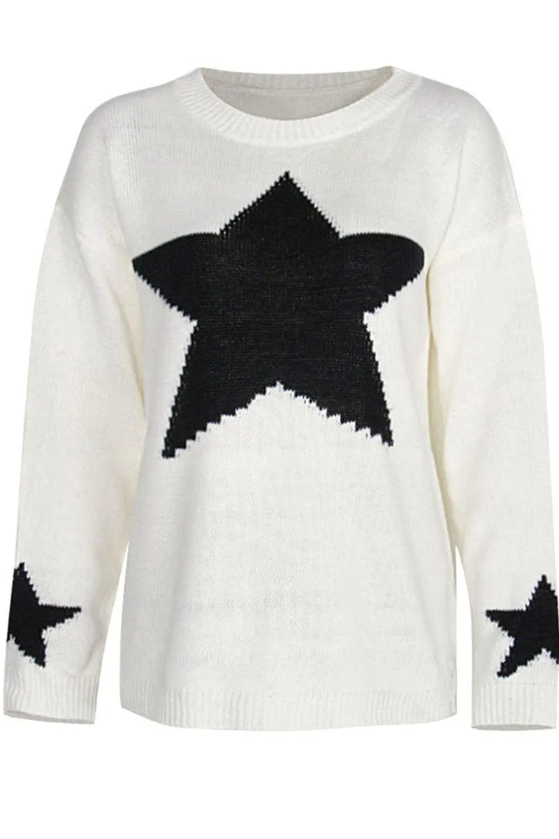 Casual Print Patchwork O Neck Mid Waist Sweaters(4 colors)