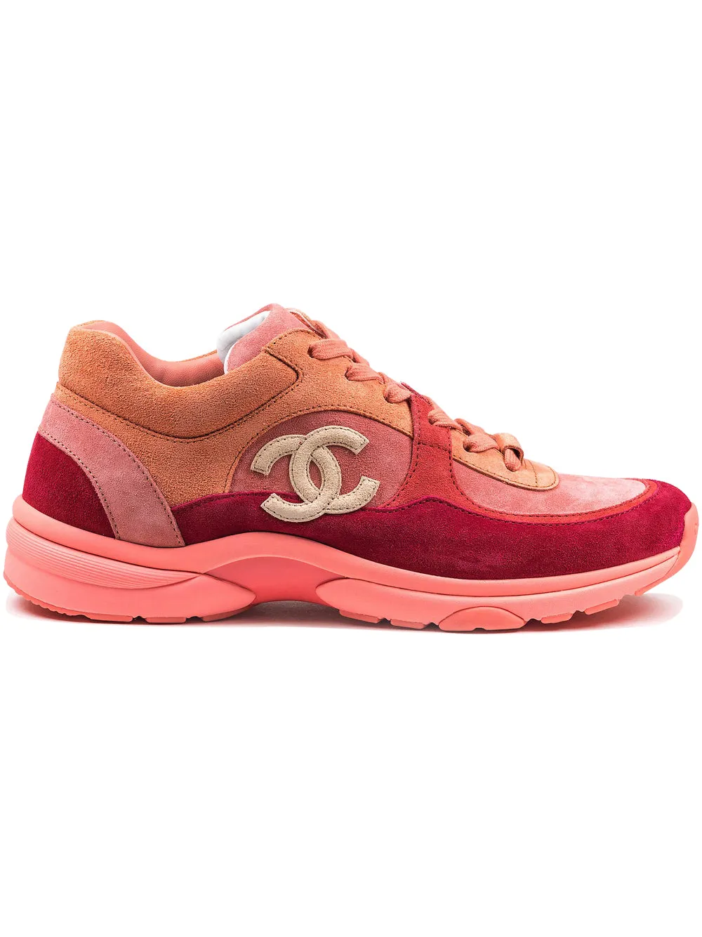 CHANEL CC LOGO COLORBLOCK SUEDE SNEAKERS